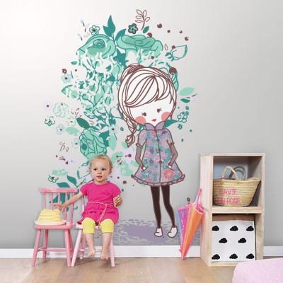 Κορίτσι με παλτό Παιδικά Ταπετσαρίες Τοίχου 100 x 100 cm (20549)