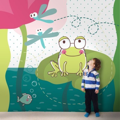 Βάτραχος σε λίμνη Παιδικά Ταπετσαρίες Τοίχου 100 x 100 cm (20346)