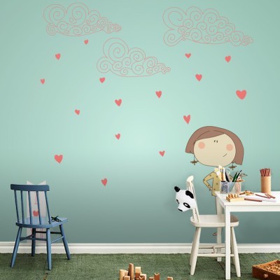 Καρδούλες και συννεφάκια Παιδικά Ταπετσαρίες Τοίχου 100 x 100 cm (20370)