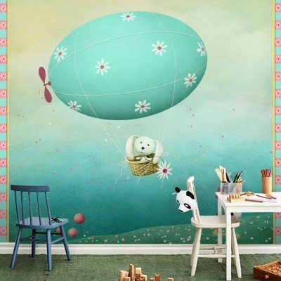 Κουνέλι σε αερόστατο Παιδικά Ταπετσαρίες Τοίχου 99 x 105 cm (20385)