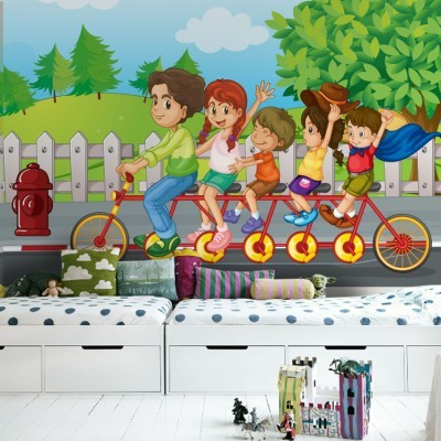 Παιδάκια Με Ποδήλατο, Παιδικά, Ταπετσαρίες Τοίχου, 108 x 93 εκ.