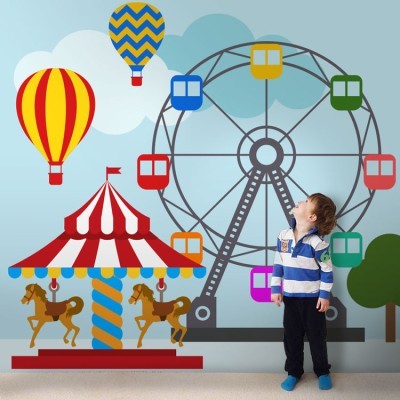 Λούνα Πάρκ με Αερόστατα Παιδικά Ταπετσαρίες Τοίχου 100 x 100 cm (20449)