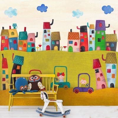 Χαρούμενη Πόλη Παιδικά Ταπετσαρίες Τοίχου 101 x 99 cm (20459)