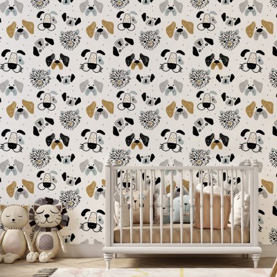 Μοτίβο με σκυλιά & γατάκια, Παιδικά, Ταπετσαρίες Τοίχου, 100 x 100 εκ. (53695)