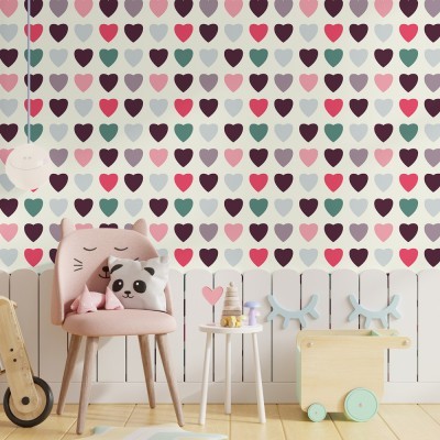 Μοτίβο με καρδιές, Παιδικά, Ταπετσαρίες Τοίχου, 100 x 100 εκ. (53890)