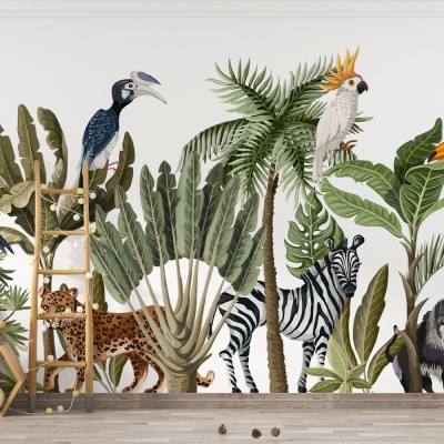 Ζώα της Ζούγκλας, Παιδικά, Ταπετσαρίες Τοίχου, 100 x 71 εκ. (55358)