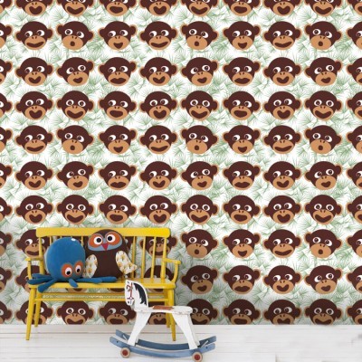Μοτίβο με μαϊμούδες Παιδικά Ταπετσαρίες Τοίχου 92 x 110 cm (20486)