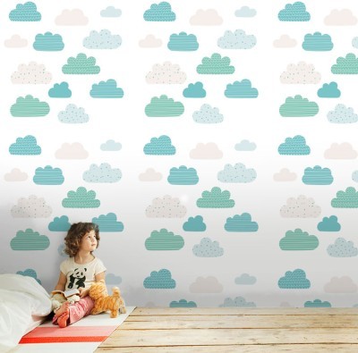 Μοτίβο με σύννεφα Παιδικά Ταπετσαρίες Τοίχου 100 x 100 cm (20922)