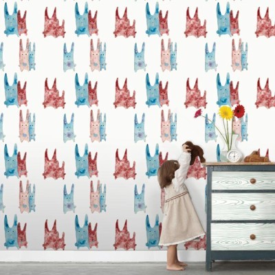 Μοτίβο με κουνελάκια, Παιδικά, Ταπετσαρίες Τοίχου, 100 x 100 εκ.