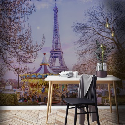 Πύργος του Άιφελ και Καρουζέλ, Πόλεις - Ταξίδια, Ταπετσαρίες Τοίχου, 100 x 100 εκ.