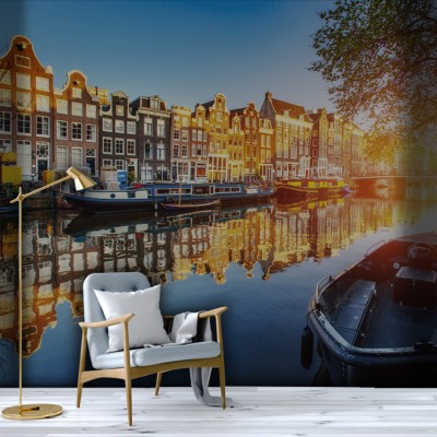 Κανάλια στο Άμστερνταμ Πόλεις – Ταξίδια Ταπετσαρίες Τοίχου 67 x 100 cm (37623)