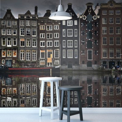Σπίτια στο Άμστερνταμ Πόλεις – Ταξίδια Ταπετσαρίες Τοίχου 110 x 90 cm (20946)
