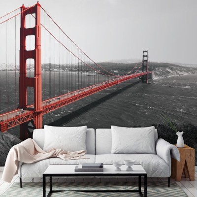 Ρετρό γέφυρα Γκόλντεν Γκέιτ, Πόλεις - Ταξίδια, Ταπετσαρίες Τοίχου, 120 x 107 εκ.