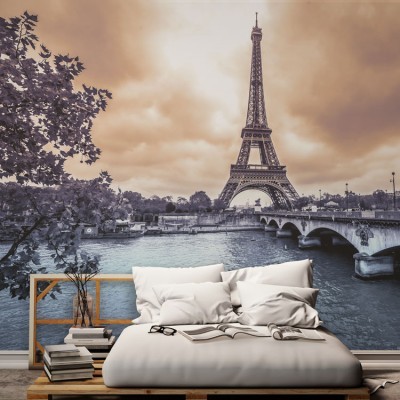 Πύργος του Άιφελ ποτάμι, Πόλεις - Ταξίδια, Ταπετσαρίες Τοίχου, 130 x 81 εκ.
