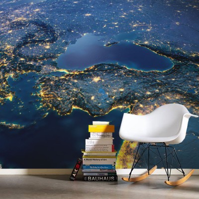 Νύχτα στον πλανήτη Γη Πόλεις – Ταξίδια Ταπετσαρίες Τοίχου 100 x 100 cm (21013)