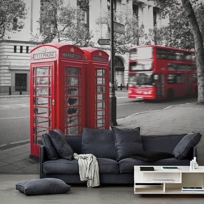 Τηλεφωνικός θάλαμος, Λονδίνο, Πόλεις - Ταξίδια, Ταπετσαρίες Τοίχου, 109 x 93 εκ.