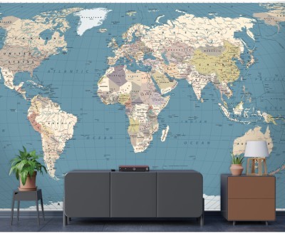 Ρετρό Παγκόσμιος Χάρτης Πόλεις – Ταξίδια Ταπετσαρίες Τοίχου 88 x 145 cm (29019)
