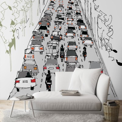 Κυκλοφοριακή συμφόρηση, Πόλεις - Ταξίδια, Ταπετσαρίες Τοίχου, 100 x 100 εκ.