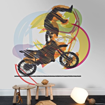 Εικονογράφηση μοτοσικλετιστή Σπορ Ταπετσαρίες Τοίχου 106 x 95 cm (21712)