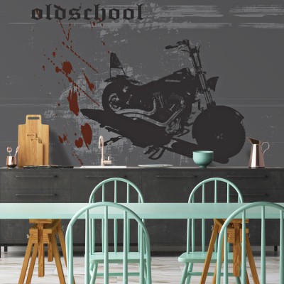 Μοτοσικλέτα old school, Σπορ, Ταπετσαρίες Τοίχου, 100 x 100 εκ.