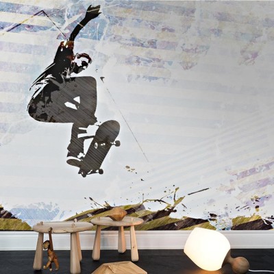 Νεαρός που κάνει skateboard Σπορ Ταπετσαρίες Τοίχου 100 x 100 cm (21589)