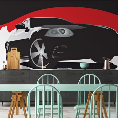 Μαύρο αυτοκίνητο Τεχνολογία – 3D Ταπετσαρίες Τοίχου 69 x 150 cm (21922)