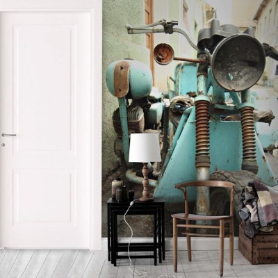 Παλιά μοτοσικλέτα, Τεχνολογία - 3D, Ταπετσαρίες Τοίχου, 100 x 100 εκ.