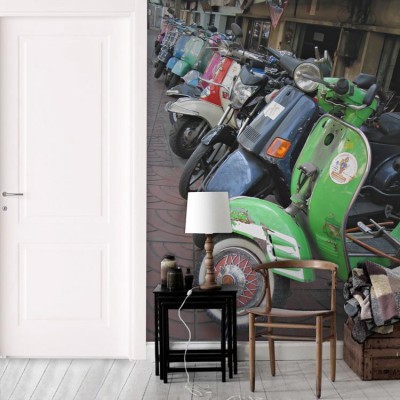 Μηχανάκια στη σειρά, Μπανγκόκ, Τεχνολογία - 3D, Ταπετσαρίες Τοίχου, 100 x 100 εκ.