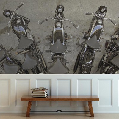 Πέντε μοτοσικλέτες αντίκες Τεχνολογία – 3D Ταπετσαρίες Τοίχου 75 x 120 cm (21932)