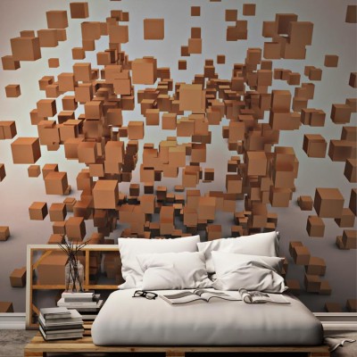Houseart 3d κύβοι, Τεχνολογία - 3D, Ταπετσαρίες Τοίχου, 100 x 100 εκ.