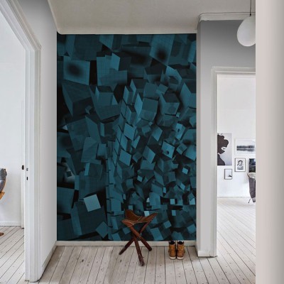 3d γεωμετρικοί κύβοι, Τεχνολογία - 3D, Ταπετσαρίες Τοίχου, 130 x 72 εκ.