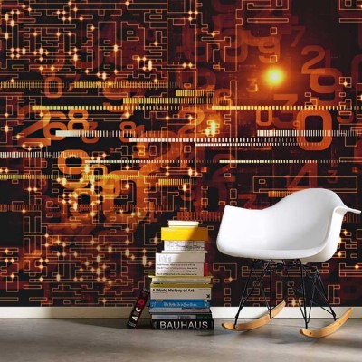 Πορτοκαλί φόντο, Τεχνολογία - 3D, Ταπετσαρίες Τοίχου, 120 x 90 εκ.