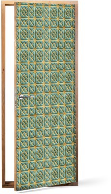 Χρυσοί ρόμβοι σε πράσινο φόντο, Μοτίβα, Αυτοκόλλητα πόρτας, 60 x 170 εκ. (53272)