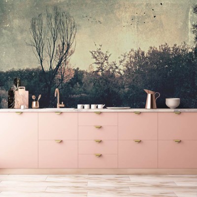 Houseart Ρετρό δάσος, Vintage, Ταπετσαρίες Τοίχου, 100 x 100 εκ.
