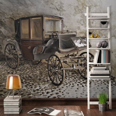 Παλαιά άμαξα, Vintage, Ταπετσαρίες Τοίχου, 100 x 100 εκ.