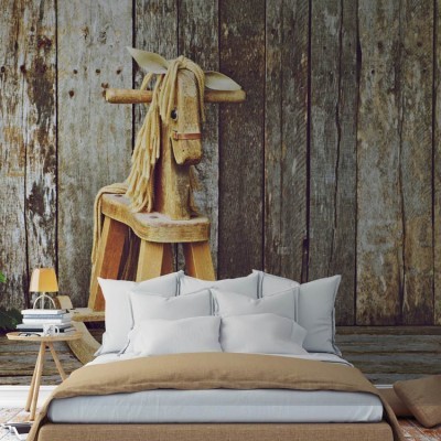 Κουνιστό ξύλινο αλογάκι, Vintage, Ταπετσαρίες Τοίχου, 100 x 100 εκ.