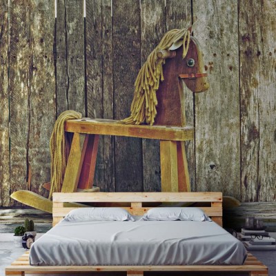 Παλιό ξύλινο αλογάκι Vintage Ταπετσαρίες Τοίχου 98 x 100 cm (21230)