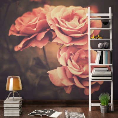 Λουλούδια ρετρό, Vintage, Ταπετσαρίες Τοίχου, 100 x 100 εκ.