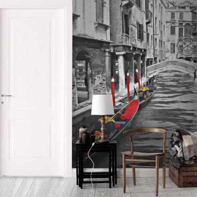 Γόνδολες στην Βενετία, Vintage, Ταπετσαρίες Τοίχου, 86 x 118 εκ.