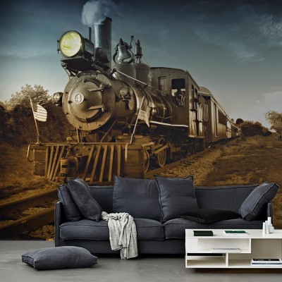 Ατμομηχανή, Vintage, Ταπετσαρίες Τοίχου, 116 x 87 εκ.