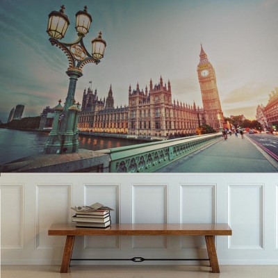 Houseart Big Ben and Westminster Bridge, Vintage, Ταπετσαρίες Τοίχου, 123 x 82 εκ.