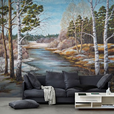 Χειμερινό τοπίο Ζωγραφική Ταπετσαρίες Τοίχου 96 x 110 cm (21173)
