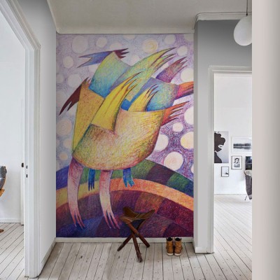 Houseart Πολύχρωμο αφηρημένο σχέδιο, Ζωγραφική, Ταπετσαρίες Τοίχου, 100 x 100 εκ.