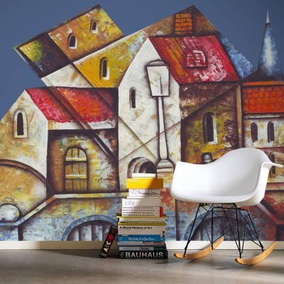 Κομμάτι πόλης ζωγραφική, Ζωγραφική, Ταπετσαρίες Τοίχου, 100 x 93 εκ.