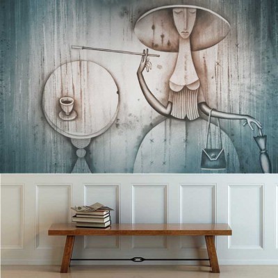 Κυρία με καπέλο, Ζωγραφική, Ταπετσαρίες Τοίχου, 120 x 85 εκ.