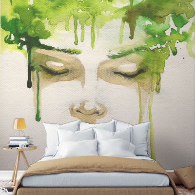Houseart Ζωγραφιά γυναίκας κλειστά μάτια, Ζωγραφική, Ταπετσαρίες Τοίχου, 86 x 116 εκ.