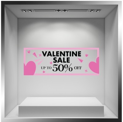 Valentine Sale up to 50%, Valentines Day, Αυτοκόλλητα βιτρίνας, 110 x 40 εκ.