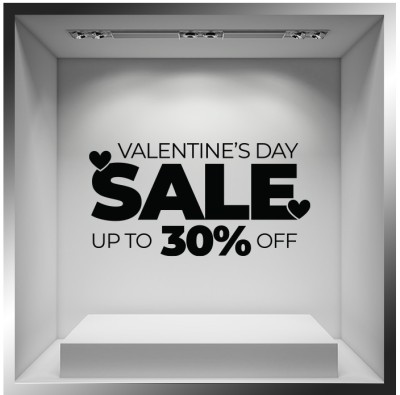 Valentine’s Day 30% Off, Valentines Day, Αυτοκόλλητα βιτρίνας, 77 x 40 εκ. (56033)
