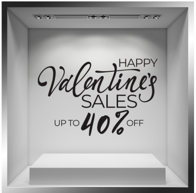 Valentine’s Sales up to 40%, Valentines Day, Αυτοκόλλητα βιτρίνας, 62 x 41 εκ. (56034)