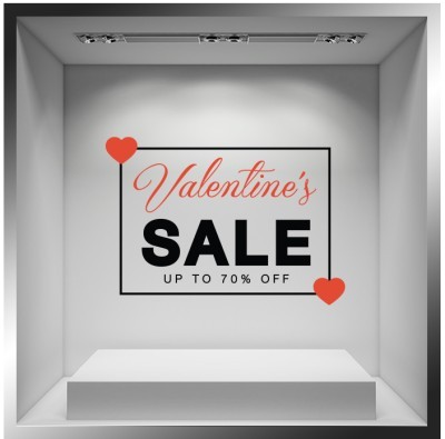 Valentine’s Day 70% Off, Valentines Day, Αυτοκόλλητα βιτρίνας, 57 x 40 εκ. (56035)
